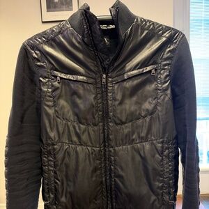 Armani Exchange A|X Men's Mixed-Media Quilted Bomber Jacket - Black - Size M
